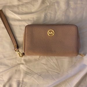 MK blush pink wristlet wallet